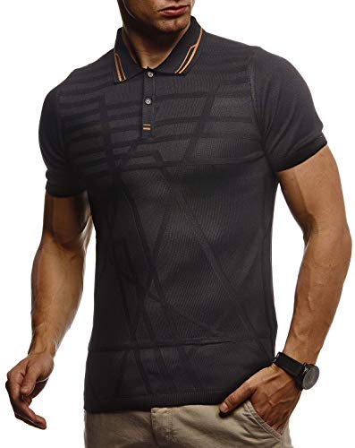 Leif Nelson Sommer Poloshirt Kurzarm Herren T-Shirt Kragen (Schwarz, Größe M) - Casual Männer Poloshirts lang Feinstrick - Polo Shirt for Men Tshirt von Leif Nelson