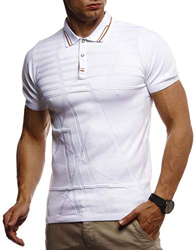 Leif Nelson Sommer Poloshirt Kurzarm Herren T-Shirt Kragen (Weiß, Größe L) - Casual Männer Poloshirts lang Feinstrick - Polo Shirt for Men Tshirt von Leif Nelson