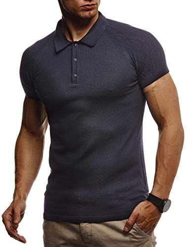 Leif Nelson Sommer Poloshirt Kurzarm Herren T-Shirt Kragen (Blau, Größe L) - Casual Männer Poloshirts lang Feinstrick - Polo Shirt for Men Tshirt von Leif Nelson