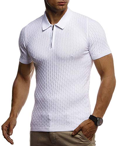 Leif Nelson Sommer Poloshirt Kurzarm Herren T-Shirt Kragen (Weiß, Größe L) - Casual Männer Poloshirts lang Feinstrick - Polo Shirt for Men Tshirt von Leif Nelson