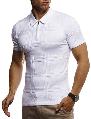 Leif Nelson Sommer Poloshirt Kurzarm Herren T-Shirt Kragen (Weiß, Größe XXL) - Casual Männer Poloshirts lang Feinstrick - Polo Shirt for Men Tshirt von Leif Nelson