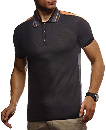 Leif Nelson Herren Sommer T-Shirt Poloshirt Slim Fit aus Feinstrick Cooles Basic Männer Polo-Shirt Crew Neck Jungen Kurzarmshirt Polo Shirt Sweater Kurzarm LN7340 Schwarz X-Large von Leif Nelson