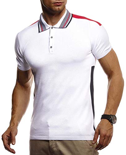 Leif Nelson Herren Sommer T-Shirt Poloshirt Slim Fit aus Feinstrick Cooles Basic Männer Polo-Shirt Crew Neck Jungen Kurzarmshirt Polo Shirt Sweater Kurzarm LN7340 Weiß Small von Leif Nelson