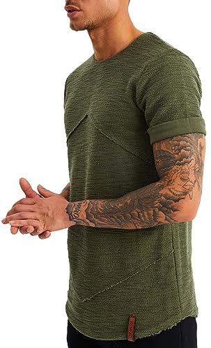 Leif Nelson T-Shirt Herren Sommer Rundhals-Ausschnitt (Khaki Größe XXL) Regular Fit Herren-T-Shirt 100% Baumwolle Casual Basic Männer T-Shirt Kurzarm von Leif Nelson