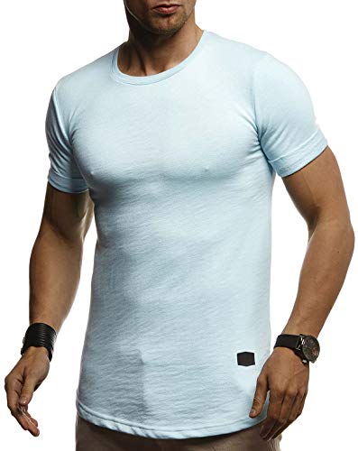 Leif Nelson T-Shirt Herren Sommer Rundhals-Ausschnitt (Blau, Größe XXL), Regular Fit Herren-T-Shirt 100% Baumwolle, Basic Männer T-Shirt Kurzarm von Leif Nelson