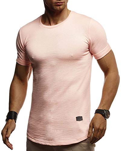 Leif Nelson T-Shirt Herren Sommer Rundhals-Ausschnitt (Rosa, Größe XXL), Regular Fit Herren-T-Shirt 100% Baumwolle, Basic Männer T-Shirt Kurzarm von Leif Nelson