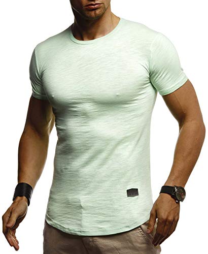 Leif Nelson T-Shirt Herren Sommer Rundhals-Ausschnitt (Mint, Größe XXL), Regular Fit Herren-T-Shirt Baumwolle, Basic Männer T-Shirt Kurzarm von Leif Nelson