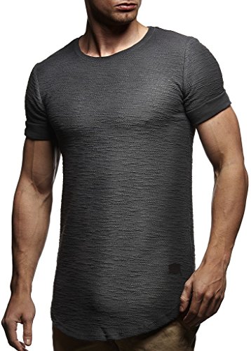 Leif Nelson T-Shirt Herren Sommer Rundhals-Ausschnitt (Grau, Größe L), Regular Fit Herren-T-Shirt 100% Baumwolle, Casual Basic Männer T-Shirt Kurzarm von Leif Nelson