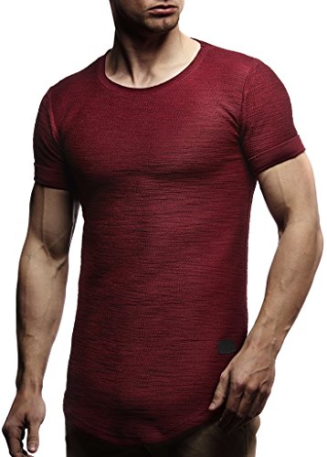 Leif Nelson T-Shirt Herren Sommer Rundhals-Ausschnitt (Rot, Größe XXL), Regular Fit Herren-T-Shirt 100% Baumwolle, Basic Männer T-Shirt Kurzarm von Leif Nelson