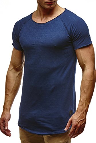 Leif Nelson T-Shirt Herren Sommer Rundhals-Ausschnitt (Blau, Größe S), Regular Fit Herren-T-Shirt 100% Baumwolle, Casual Basic Männer T-Shirt Kurzarm von Leif Nelson