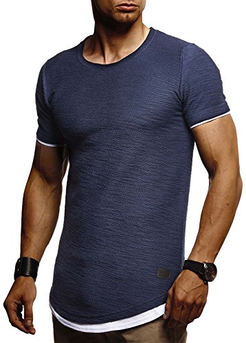 Leif Nelson T-Shirt Herren Sommer Rundhals-Ausschnitt (Blau, Größe S), Regular Fit Herren-T-Shirt 100% Baumwolle, Casual Basic Männer T-Shirt Kurzarm von Leif Nelson