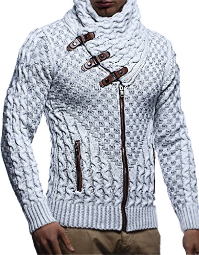 Leif Nelson Herren Strickjacke (Grau, Größe M) mit Reißverschluss Regular Fit, Männer Cardigan Langarm Design, ideal für Casual und Business-Looks von Leif Nelson