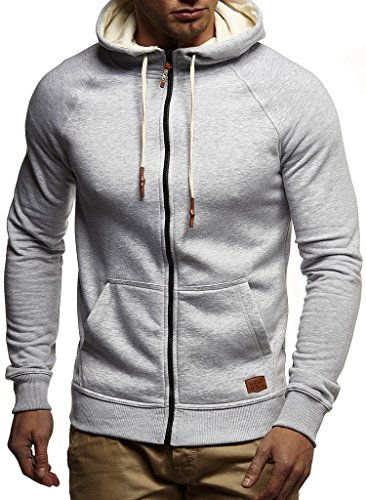 Leif Nelson Herren Sweatjacke mit Kapuze Slim Fit Baumwolle-Anteil Modernes Hoodie-Cardigan Langarm Männer Schwarze Freizeit-Kapuzen-Jacke für Winter Sommer LN8124 Grau XX-Large von Leif Nelson