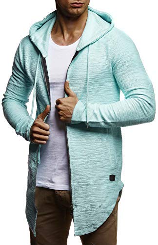 Leif Nelson Herren Sweatjacke mit Kapuze Slim Fit Baumwolle-Anteil Basic Männer Hoodie-Cardigan Langarm Jungen Schwarze Kapuzenjacke für Winter Sommer LN6301 Mint Small von Leif Nelson