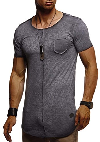 Leif Nelson T-Shirt Herren Sommer Rundhals-Ausschnitt (Grau, Größe S), Regular Fit Herren-T-Shirt 100% Baumwolle, Casual Basic Männer T-Shirt Kurzarm von Leif Nelson