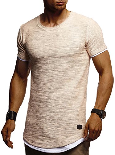 Leif Nelson T-Shirt Herren Sommer Rundhals-Ausschnitt (Beige, Größe M), Regular Fit Herren-T-Shirt 100% Baumwolle, Casual Basic Männer T-Shirt Kurzarm von Leif Nelson