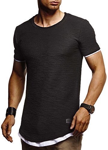 Leif Nelson T-Shirt Herren Sommer mit Rundhals-Ausschnitt (Schwarz, Größe M), Regular Fit Herren-T-Shirt aus 100% Baumwolle, Basic Männer T-Shirt von Leif Nelson