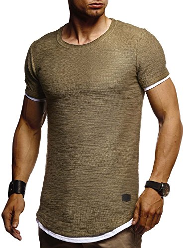 Leif Nelson T-Shirt Herren Sommer Rundhals-Ausschnitt (Khaki Größe XXL) Regular Fit Herren-T-Shirt 100% Baumwolle Casual Basic Männer T-Shirt Kurzarm von Leif Nelson