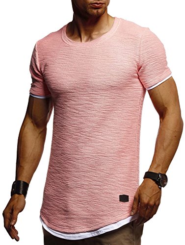 Leif Nelson T-Shirt Herren Sommer Rundhals-Ausschnitt (Rosa Größe XXL), Regular Fit Herren-T-Shirt 100% Baumwolle Casual Basic Männer T-Shirt Kurzarm von Leif Nelson