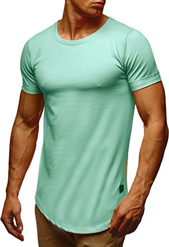 Leif Nelson T-Shirt Herren Sommer Rundhals-Ausschnitt (Mint, Größe S), Regular Fit Herren-T-Shirt 100% Baumwolle, Casual Basic Männer T-Shirt Kurzarm von Leif Nelson