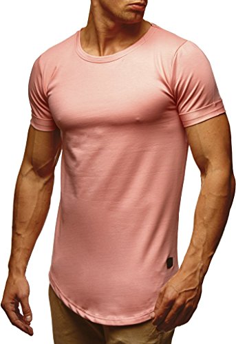 Leif Nelson T-Shirt Herren Sommer Rundhals-Ausschnitt (Rosa, Größe XXL), Regular Fit Herren-T-Shirt 100% Baumwolle, Basic Männer T-Shirt Kurzarm von Leif Nelson