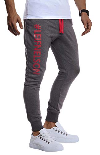 Leif Nelson Herren Trainingshose Sporthose Slim Fit Männer Fitnesshose Jogginghose Lange Fitness-Hose für Sport Training Bodybuilding Jungen Sweatpants Jogging LN8295; XXL; Anthrazit-Rot von Leif Nelson