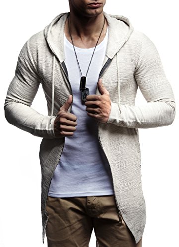 Leif Nelson Herren Sweatjacke mit Kapuze Slim Fit Baumwolle-Anteil Basic Männer Hoodie-Cardigan Langarm Jungen Schwarze Kapuzenjacke für Winter Sommer LN-6301- Signalgrau Large von Leif Nelson