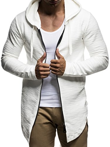 Leif Nelson Herren Sweatjacke mit Kapuze Slim Fit Baumwolle-Anteil Basic Männer Hoodie-Cardigan Langarm Jungen Schwarze Kapuzenjacke für Winter Sommer LN6301 Ecru Small von Leif Nelson