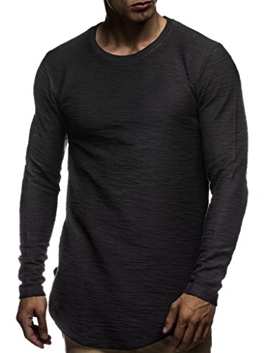 Leif Nelson Herren Pullover Rundhals-Ausschnitt Schwarzer Männer Longsleeve dünner Pulli Sweatshirt Langarmshirt Crew Neck Jungen Hoodie T-Shirt Langarm Oversize LN6298 Schwarz Small von Leif Nelson