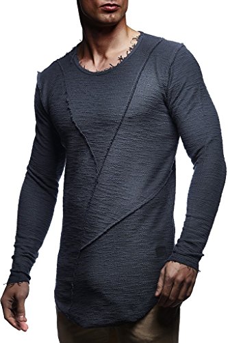 Leif Nelson Herren Oversize Sweatshirt Hoodie Hoody LN6323; Größe L, Anthrazit von Leif Nelson