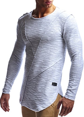 Leif Nelson Herren Pullover Hoodie Kapuzenpullover Sweatjacke Longsleeve Sweatshirt Jacke Basic Rundhals Langarm Oversize Shirt Hoody Sweater LN6323; Größe XXL; Grau von Leif Nelson