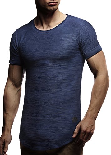 Leif Nelson T-Shirt Herren Sommer Rundhals-Ausschnitt (Dunkel Blau, Größe S), Regular Fit Herren-T-Shirt 100% Baumwolle, Basic Männer T-Shirt Kurzarm von Leif Nelson