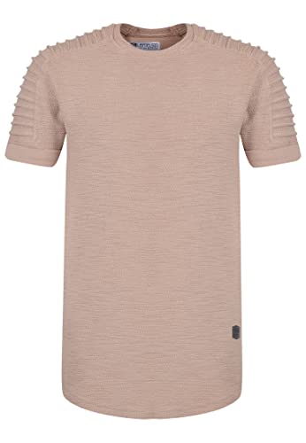 Leif Nelson T-Shirt Herren Sommer Rundhals-Ausschnitt (Beige, Größe L), Regular Fit Herren-T-Shirt 100% Baumwolle Casual Basic Männer T-Shirt Kurzarm von Leif Nelson