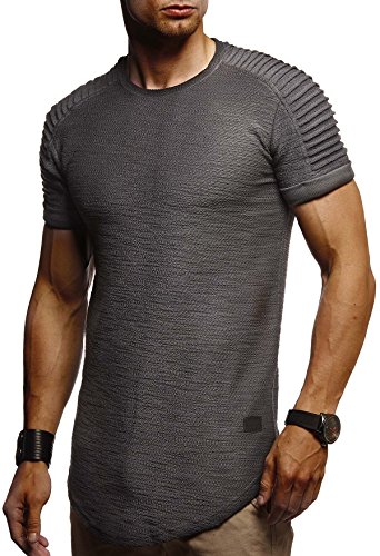 Leif Nelson T-Shirt Herren Sommer Rundhals-Ausschnitt (Grau, Größe M), Regular Fit Herren-T-Shirt 100% Baumwolle Casual Basic Männer T-Shirt Kurzarm von Leif Nelson