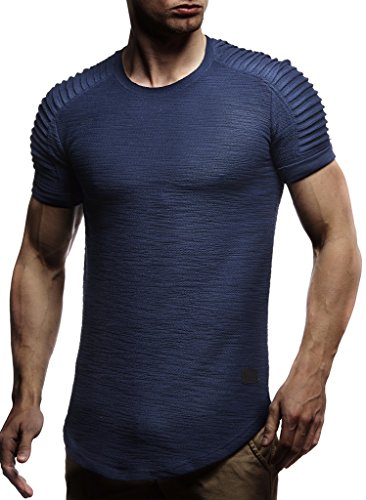 Leif Nelson T-Shirt Herren Sommer Rundhals-Ausschnitt (Blau, Größe S), Regular Fit Herren-T-Shirt 100% Baumwolle, Casual Basic Männer T-Shirt Kurzarm von Leif Nelson