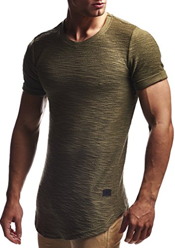 Leif Nelson T-Shirt Herren Sommer Rundhals-Ausschnitt (Khaki, Größe M), Regular Fit Herren-T-Shirt 100% Baumwolle Casual Basic Männer T-Shirt Kurzarm von Leif Nelson