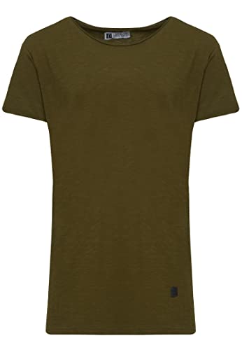 Leif Nelson Herren Sommer T-Shirt Rundhals-Ausschnitt Slim Fit Baumwolle-Anteil Moderner Männer T-Shirt Crew Neck Hoodie-Sweatshirt Kurzarm lang LN6336 Khaki Small von Leif Nelson