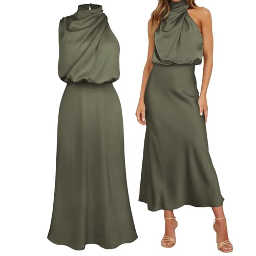 Fischschwanz Meerjungfrau Maxi Rock Abend Hohe Taille Bodycon Wrap Frauen Sommer Kleider(Army Green,M) von LEILEICAILI