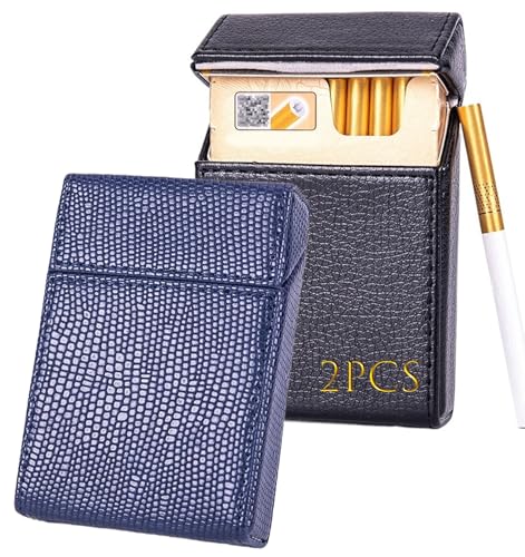 LEILEICAILI 2er-Pack Zigarettenetuis aus Leder – Tragbarer Halter mit 20 Zigaretten, Kreditkarten-/Geld-Organizer mit bruchsicherem Design for Männer und Frauen(C) von LEILEICAILI