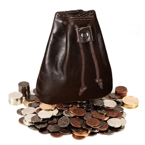 Mittelalterlicher Münzbeutel mit Kordelzug, Vintage-Tasche, Hexen-/Ritter-/Piraten-Cosplay-Requisiten, zur Aufbewahrung von Rosenkranz, Schlüssel, Würfeln und Schmuck, mittelalterliches Zubehör(Brown) Mittelalterlicher Münzbeutel mit Kordelzug, Vintage-Tasche, Hexen-/Ritter-/Piraten-Cosplay-Requisiten, zur Aufbewahrung von Rosenkranz, Schlüssel, Würfeln und Schmuck, mittelalterliches Zubehör(Brown) von LEILEICAILI