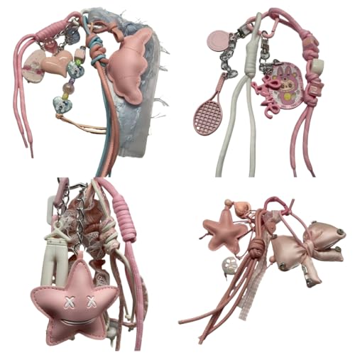 LEILINSHANG DIY Taschenanhänger für Handtaschenzubehör Geldbörse Charm Hängende Ornament Rucksack Charm Taschenanhänger DIY Handgemachte Tasche Dekoration mit Plüschtier Anhänger (Rosa) von LEILINSHANG