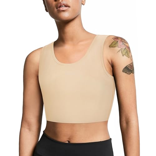 LEINIDINA Brustbinder für Transgender FTM LGBT Tomboy Tops Frauen Atmungsaktiv Binder BH Tank Tops Elastisch, hautfarben, small von LEINIDINA