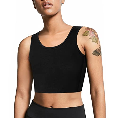 LEINIDINA Brustbinder für Transgender FTM LGBT Tomboy Tops Frauen Atmungsaktive Binder BH Tank Tops Elastisch, Schwarz, 4X-Large von LEINIDINA