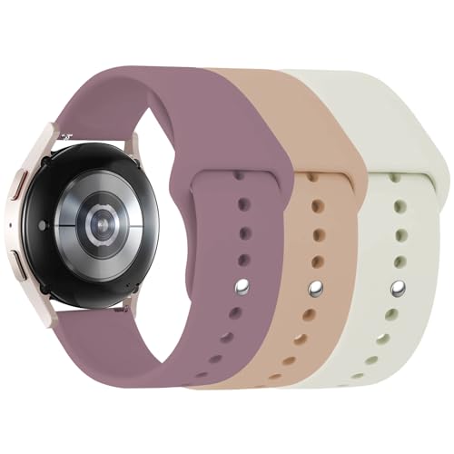 3 Stuck Silikon Armband für Samsung Galaxy Watch 6 40mm 44mm 43mm 47mm,Galaxy Watch 5/4 Armbänder,20mm Weiche Silikon Ersatz Uhrenarmband für Galaxy Watch 3 41mm(Sternenlicht/Rauchviolett/Milchtee) von LEIXIUER