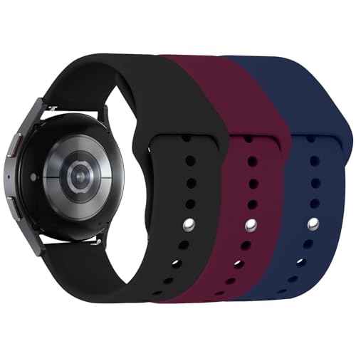 3 Stuck Silikon Armband für Samsung Galaxy Watch 6 40mm 44mm 43mm 47mm,Galaxy Watch 5/4 Armbänder,20mm Weiche Silikon Ersatz Uhrenarmband für Galaxy Watch 3 41mm(Schwarz/Mitternachtsblau/Weinrot) von LEIXIUER