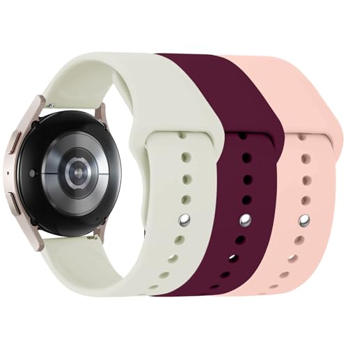 3 Stuck Silikon Armband für Samsung Galaxy Watch 6 40mm 44mm 43mm 47mm,Galaxy Watch 5/4 Armbänder,20mm Weiche Silikon Ersatz Uhrenarmband für Galaxy Watch 3 41mm(Sternenlicht/Rosa Sand/Weinrot) von LEIXIUER