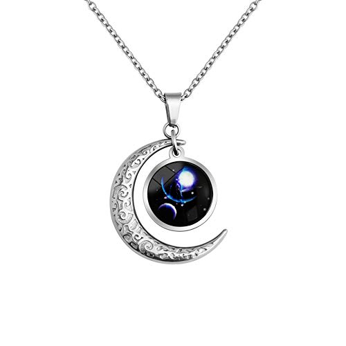 LEJAHAO 12 Sternzeichen Waage Kette Damen Herren mit Charms Anhänger Sternbilder Mond Stern Rapper Luna Modeschmuck Halskette Simple Hip Hop Medallion Zodia Necklace Ketten für Männer Jungen Women von LEJAHAO