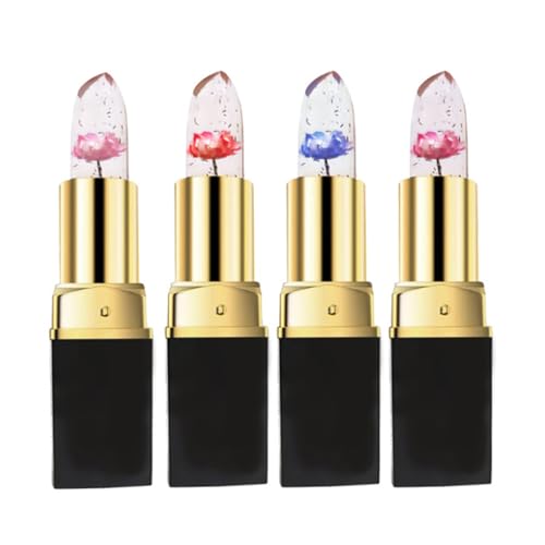 4 Stück Gelee Blumen Farbwechsel Lippenstift Feuchtigkeitsspendende Lippenfarbe Feuchtigkeitsspendendes Lippen Make Up Langlebig Für Modische Frauen von LEJIAJU