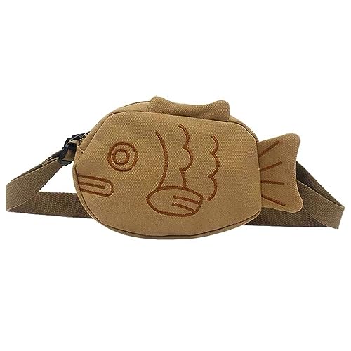 Fischform Canvas Umhängetaschen Umhängetaschen Pack Outdoor Sport Hüfttasche Geldbörse Student Handytasche von LEJIAJU