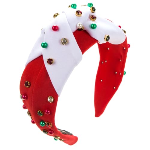 Weihnachts-Stirnband, zarte Knoten, breite Krempe, Haarband mit Strass und Perlen, für Damen, Teenager, Waschen, Gesicht, Make-up, Haarband Weihnachts-Stirnband, zarte Knoten, breite Krempe, Haarband mit Strass und Perlen, für Damen, Teenager, Waschen, Gesicht, Make-up, Haarband von LEJIAJU